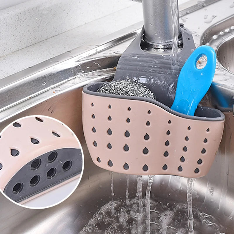 Adjustable Kitchen Sink Sponge Holder – Hanging Drain Basket