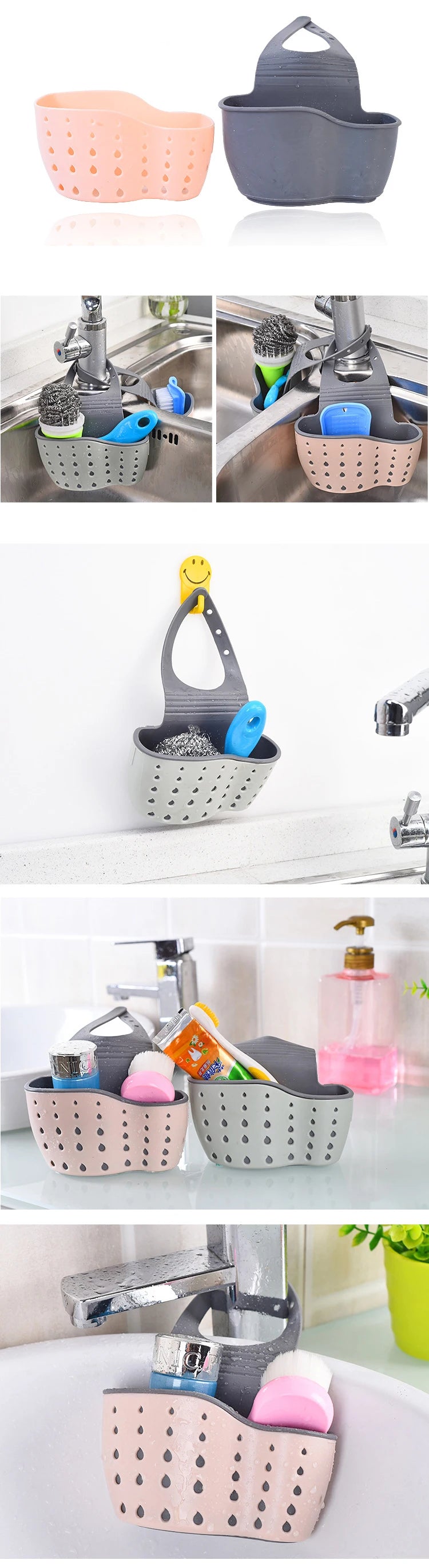Adjustable Kitchen Sink Sponge Holder – Hanging Drain Basket
