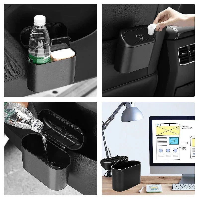 Mini Car Trash Can with Lid – Leak-Proof Car Organizer