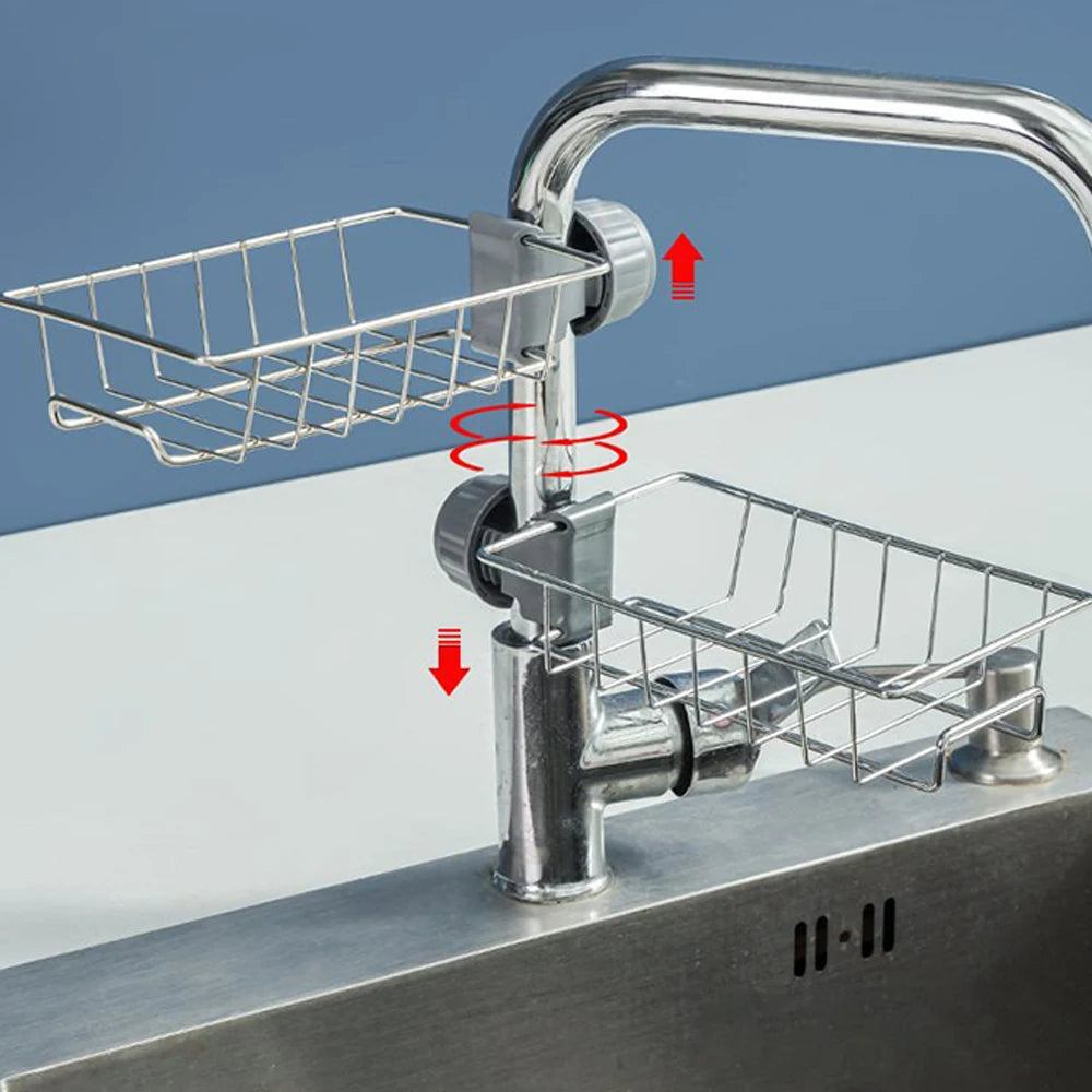 Kitchen Sink Faucet Organizer – Stainless Steel Sponge Holder