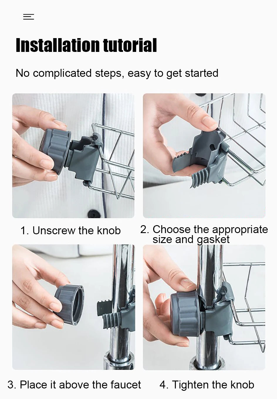 Kitchen Sink Faucet Organizer – Stainless Steel Sponge Holder