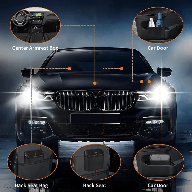 Mini Car Trash Can with Lid – Leak-Proof Car Organizer