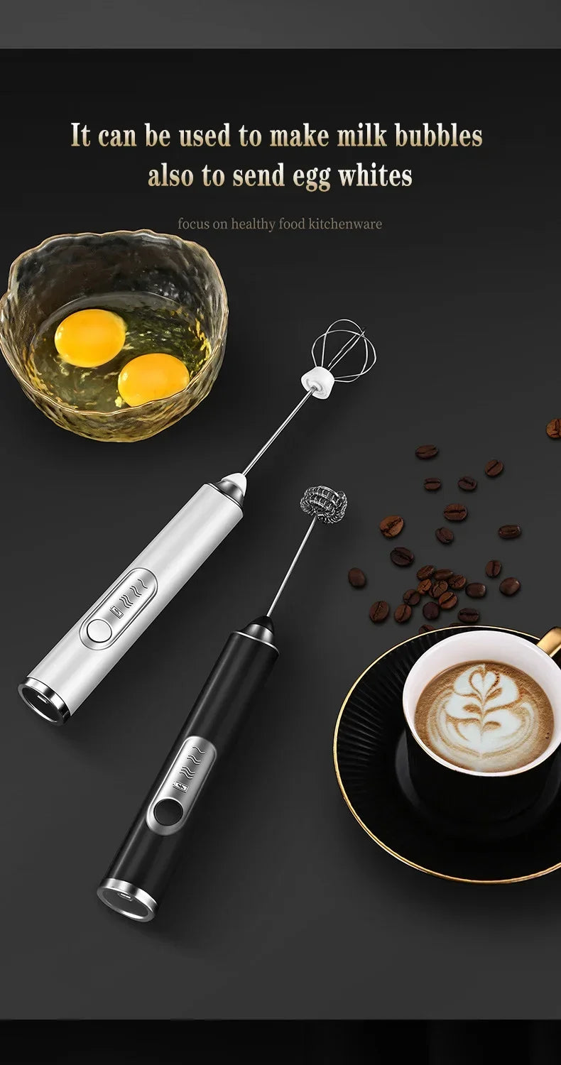Cordless Electric Milk Frother & Handheld Kitchen Whisk