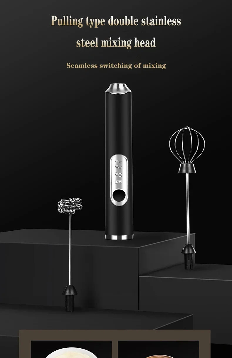 Cordless Electric Milk Frother & Handheld Kitchen Whisk