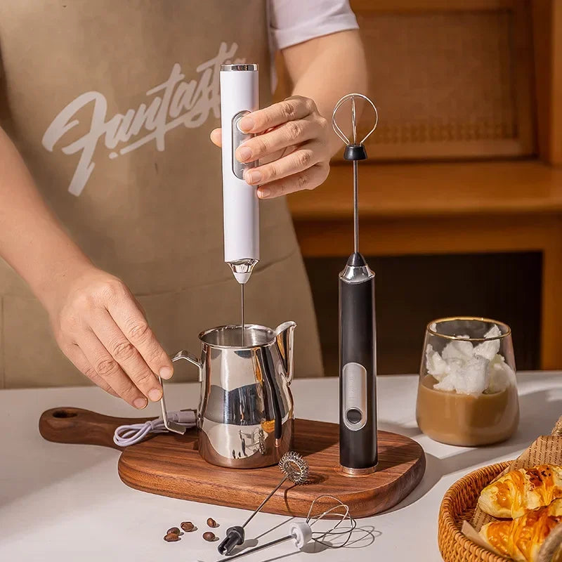 Cordless Electric Milk Frother & Handheld Kitchen Whisk