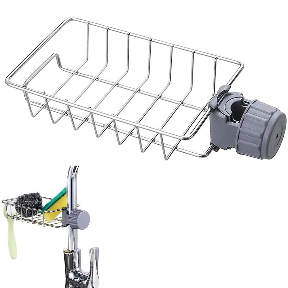 Kitchen Sink Faucet Organizer – Stainless Steel Sponge Holder