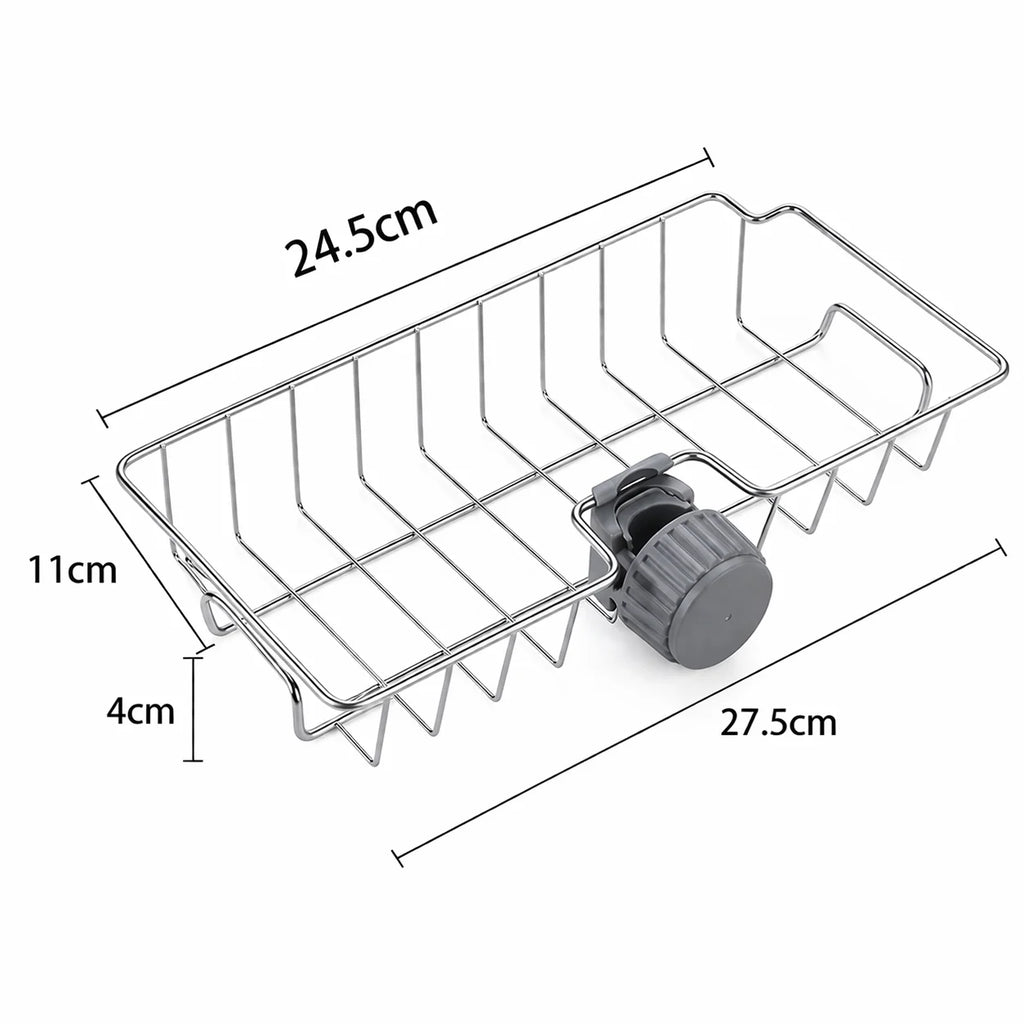 Kitchen Sink Faucet Organizer – Stainless Steel Sponge Holder