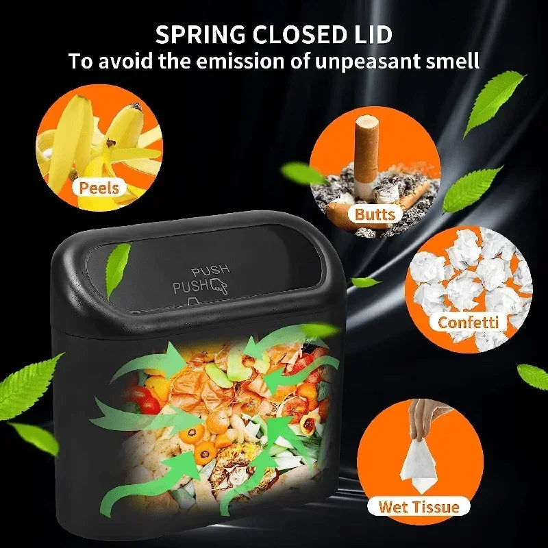 Mini Car Trash Can with Lid – Leak-Proof Car Organizer