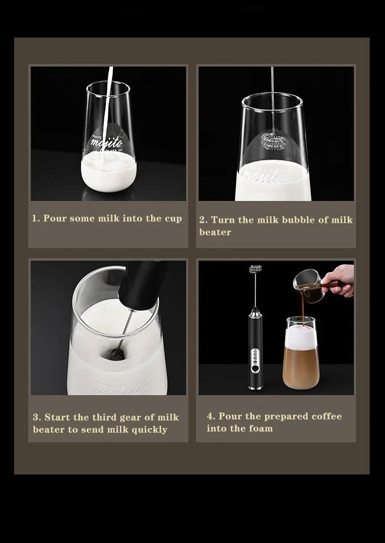 Cordless Electric Milk Frother & Handheld Kitchen Whisk