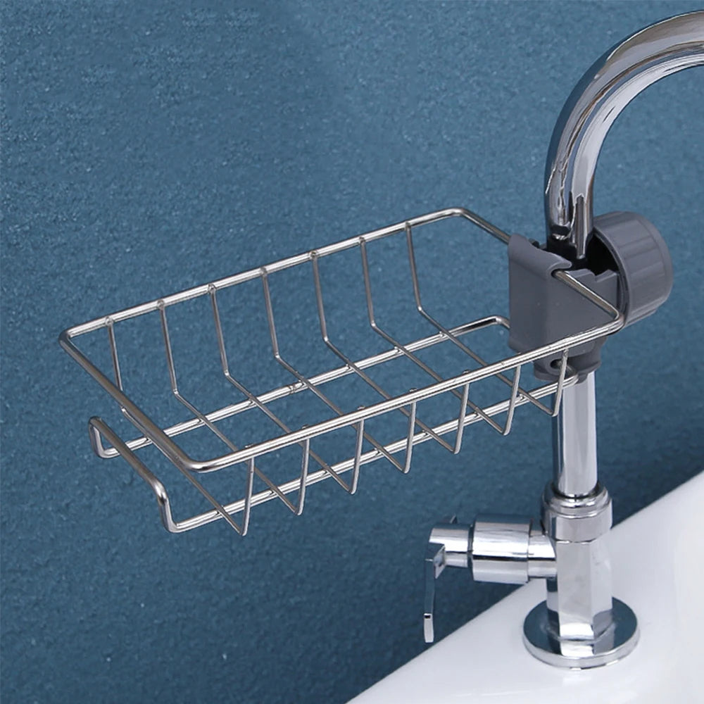 Kitchen Sink Faucet Organizer – Stainless Steel Sponge Holder