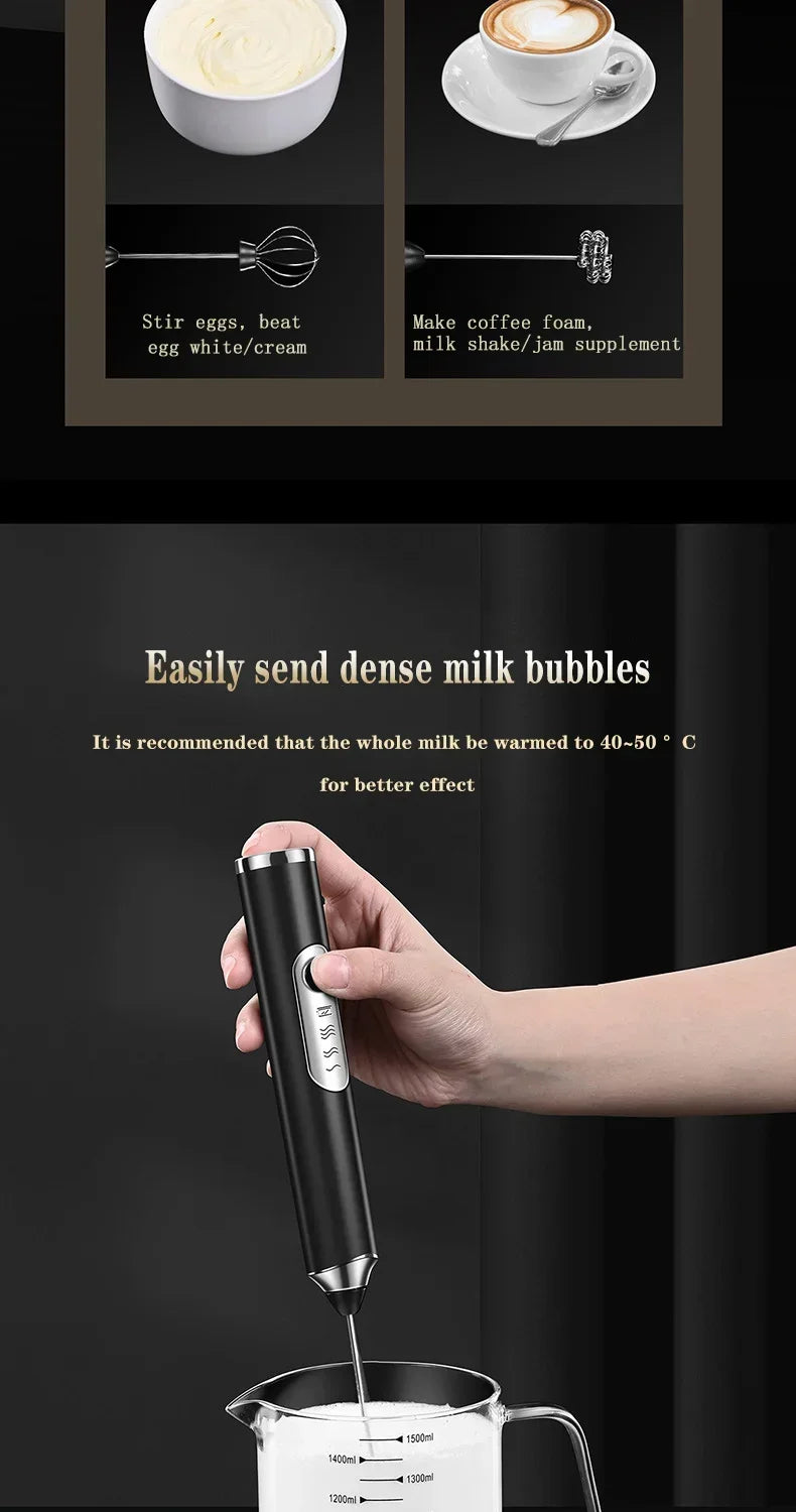 Cordless Electric Milk Frother & Handheld Kitchen Whisk