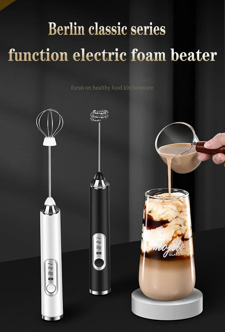 Cordless Electric Milk Frother & Handheld Kitchen Whisk