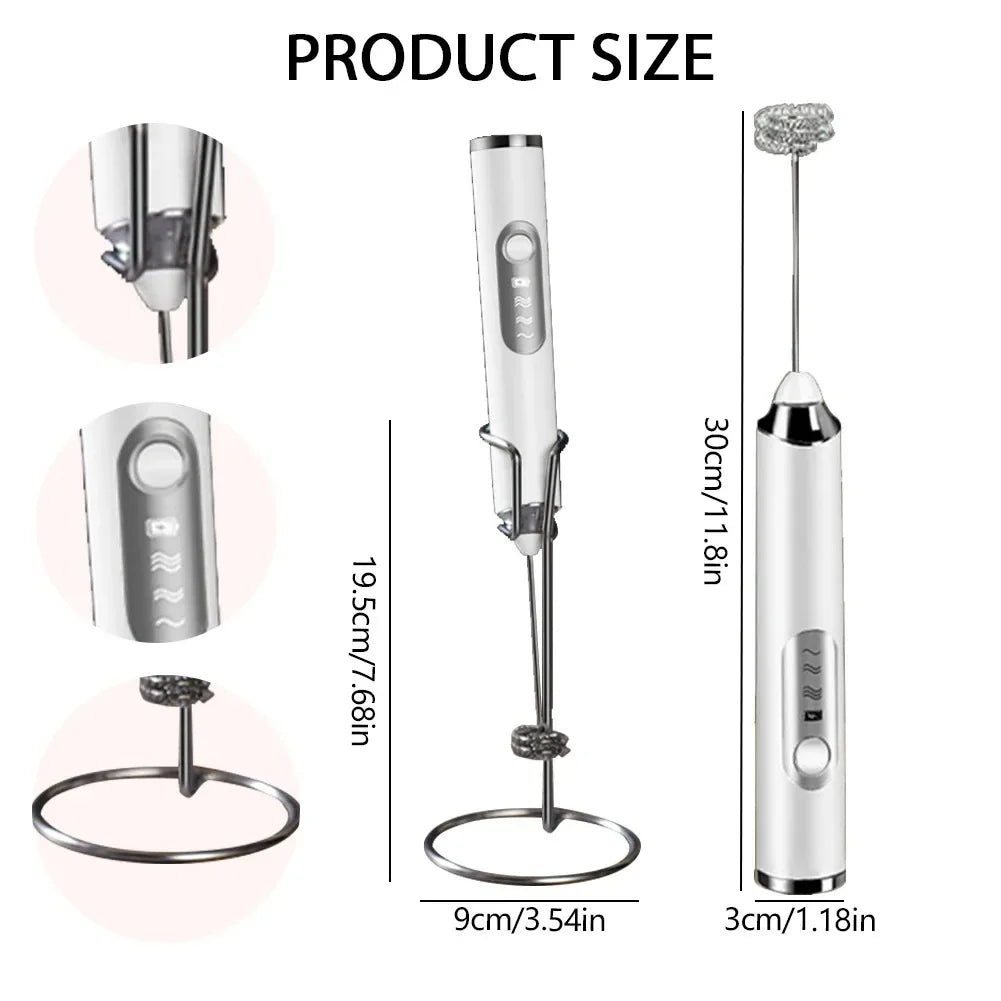 Cordless Electric Milk Frother & Handheld Kitchen Whisk