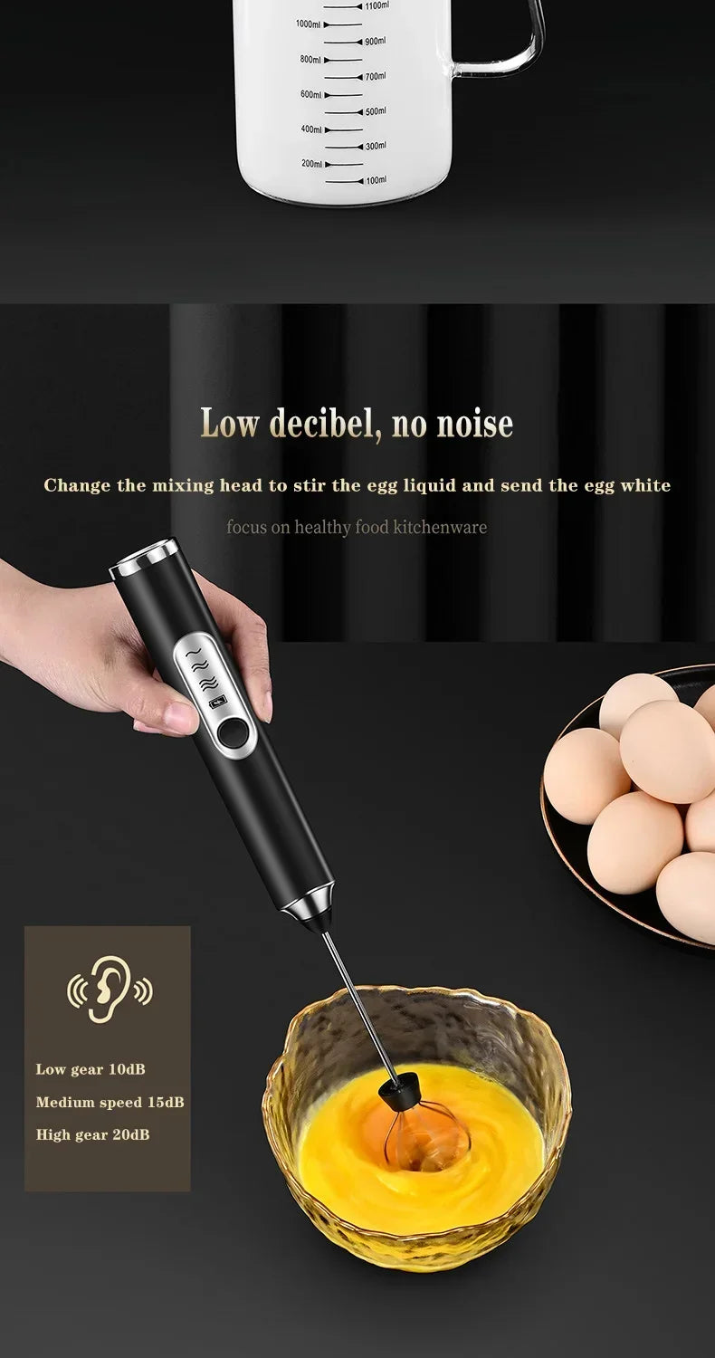 Cordless Electric Milk Frother & Handheld Kitchen Whisk