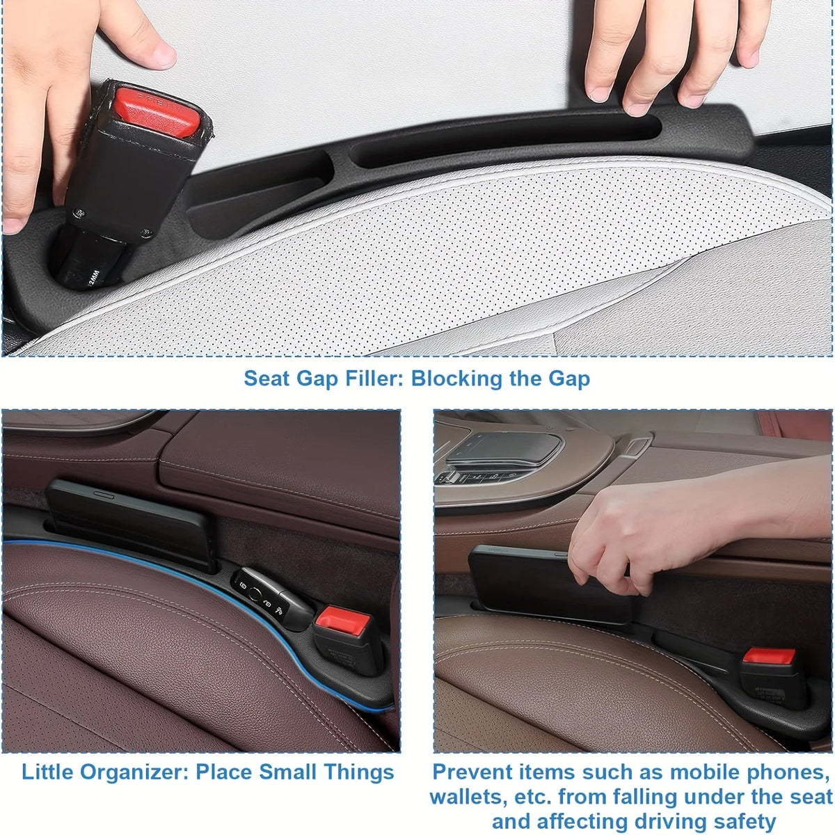 2-Pack Car Seat Gap Filler & Organizer – Universal Interior Car Accessory